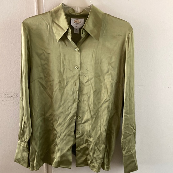 Talbots blouse Mustard Green size 10. - Picture 1 of 3